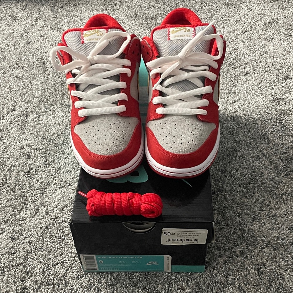 Nike Dunk Low Pro SB Red and Gray Sneakers